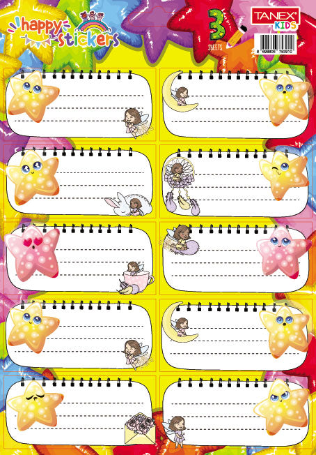 ETICHETE SCOLARE 30/SET STARS TLS-822 TANEX ETICHETE SCOLARE 30/SET STARS TLS-822 TANEX